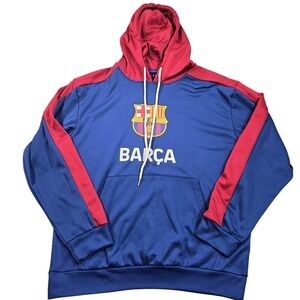 FC Barcelona Hoodie Sweatshirt Mens Medium Blue Soccer Football Barca Pullover